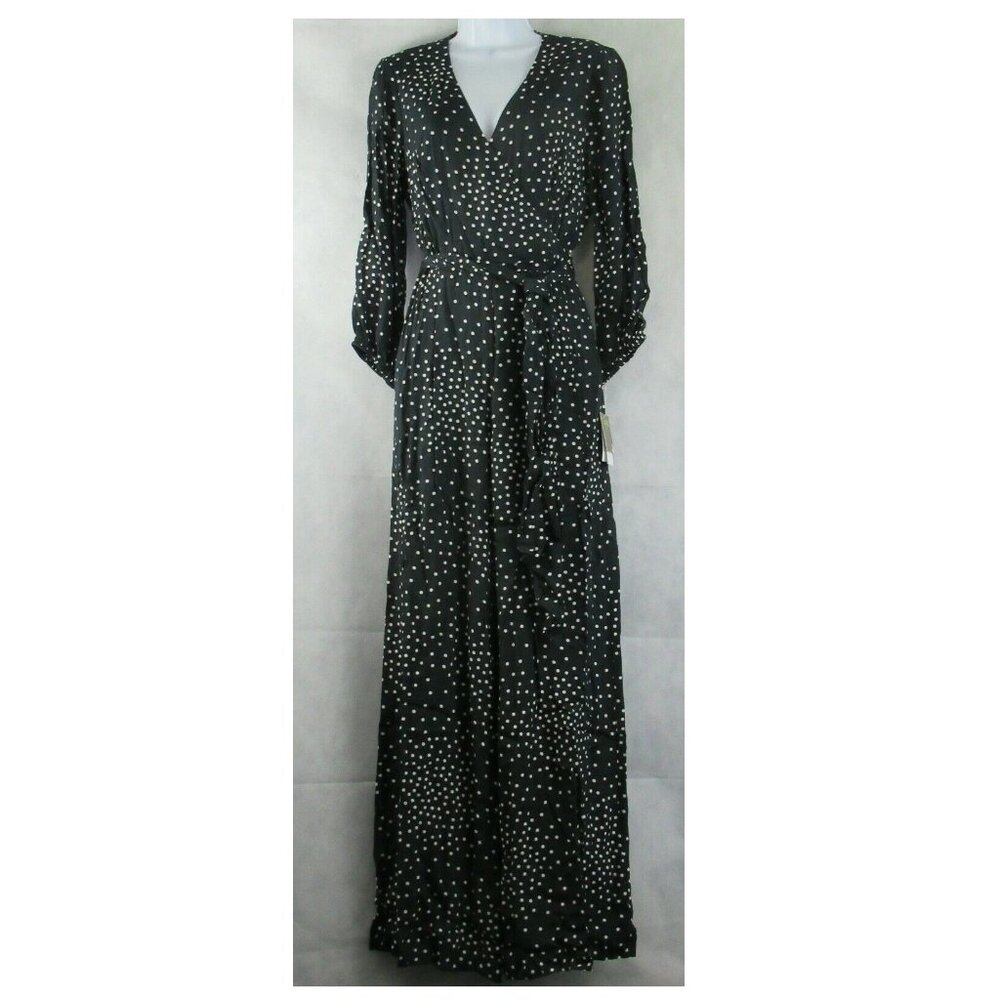 Taylor Women's Polka-Dot Surplice Jumpsuit, Black, Size 10